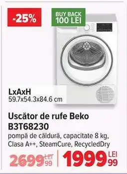 Carrefour Uscător de rufe Beko B3T68230 Ofertă