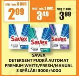 Auchan Savex detergent pudră automat premium white/fresh/manual 3 spălări Ofertă