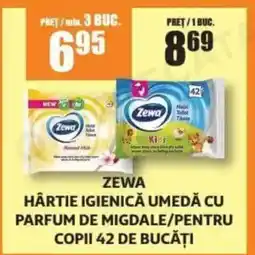 Auchan ZEWA HÂRTIE IGIENICĂ UMEDĂ CU PARFUM DE MIGDALE/PENTRU COPII 42 DE BUCĂȚI Ofertă