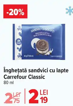 Carrefour Market Îngheţată sandvici cu lapte Carrefour Classic Ofertă