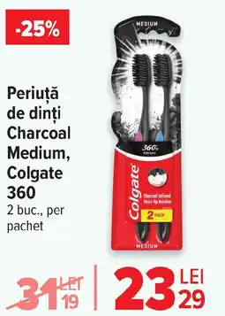 Periuţă de dinți Charcoal Medium, Colgate 360