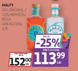 Auchan MALFY Gin original/ con arancia/ rosa Ofertă