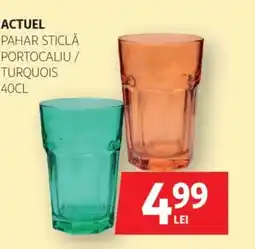 Auchan Actuel Pahar sticlă portocaliu / turquois Ofertă