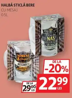 Auchan HALBA sticlă bere cu mesaj Ofertă