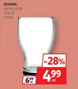 Auchan Revival pahar bere sticlă Ofertă