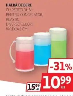 Auchan Halbă de bere cu pereţi dubli pentru congelator, plastic Ofertă