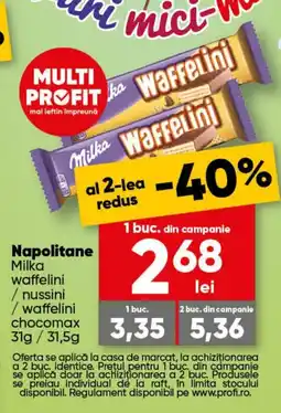 PROFI MILKA Napolitane Ofertă