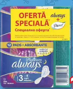 Kaufland ALWAYS PLATINUM Absorbanten feminine + DISCREET Absorbante protecţie zilnică Ofertă