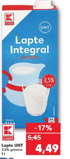 Kaufland Lapte UHT 3,5% grăsime Ofertă
