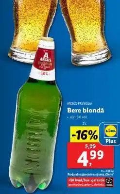 Lidl ARGUS PREMIUM Bere blondă Ofertă