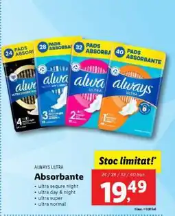 Lidl Always Ultra Absorbante Ofertă
