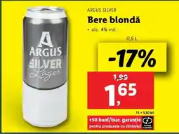 Lidl ARGUS SILVER Bere blondă Ofertă