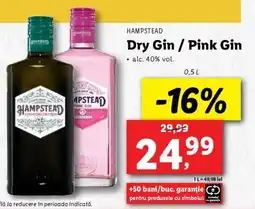 Lidl Hampstead Dry Gin / Pink Gin Ofertă
