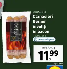 Lidl Cârnațiori Berner înveliți în bacon Ofertă