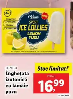 Lidl Gelatelli Înghețată izotonică cu lămâie yuzu Ofertă