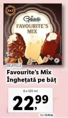 Lidl Gelatelli Favourite’s Mix Înghețată pe băț Ofertă
