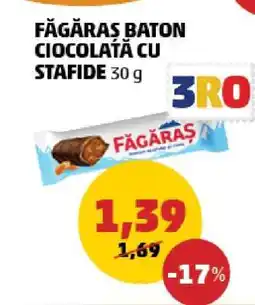 Penny Făgăraș Baton Ciocolată cu Stafide 30g Ofertă