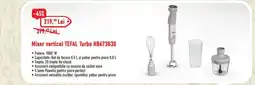Carrefour Mixer vertical TEFAL Turbo HB673B30 Ofertă