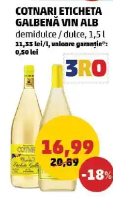 Penny COTNARI ETICHETA GALBENĂ VIN ALB Ofertă
