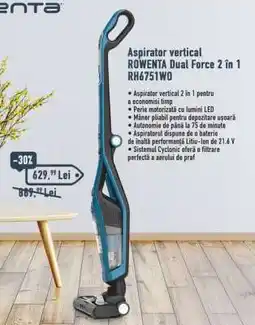 Carrefour Aspirator vertical ROWENTA Dual Force 2 în 1 RH6751WO Ofertă