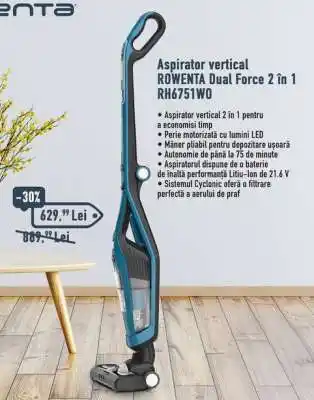 Carrefour Aspirator vertical ROWENTA Dual Force 2 în 1 RH6751WO Ofertă