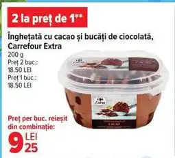 Carrefour Înghețată cu cacao și bucăți de ciocolată, Carrefour Extra Ofertă