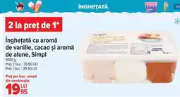 Carrefour Înghețată cu aromă de vanilie, cacao și aromă de alune, Simpl Ofertă