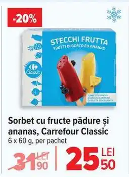 Carrefour Sorbet cu fructe pădure și ananas, Carrefour Classic Ofertă