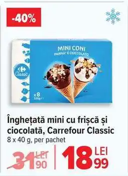 Carrefour Înghețată mini cu frișcă și ciocolată, Carrefour Classic Ofertă