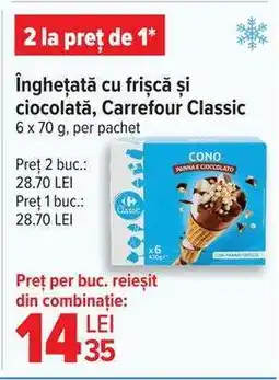 Carrefour Înghețată cu frișcă și ciocolată, Carrefour Classic Ofertă