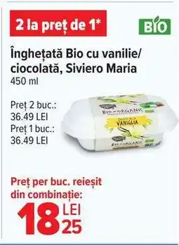 Carrefour Înghețată Bio cu vanilie/ciocolată, Siviero Maria Ofertă