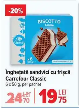 Carrefour Înghețată sandvici cu frișcă Carrefour Classic Ofertă
