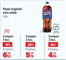 Carrefour Pepsi original/zero zahăr 1.25 L Ofertă