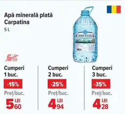 Carrefour Apă minerală plată Carpatina 5L Ofertă