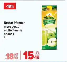 Carrefour Nectar Pfanner mere verzi/multivitamin/ananas Ofertă