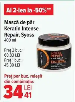 Carrefour Mască de păr Keratin Intense Repair, Syoss Ofertă
