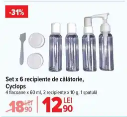 Carrefour Set x 6 recipiente de călătorie, Cyclops Ofertă