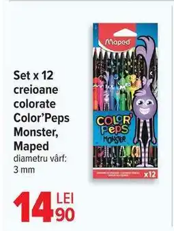 Carrefour Set x 12 creioane colorate Color’Peps Monster, Maped Ofertă
