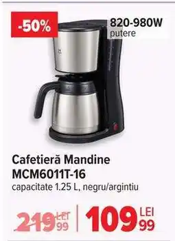 Carrefour Cafetieră Mandine MCM6011T-16 Ofertă