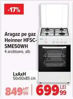 Carrefour Aragaz pe gaz Heinner HFSC-SME50WH Ofertă