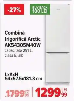 Carrefour Combină frigorifică, Arctic AK54305M40W Ofertă