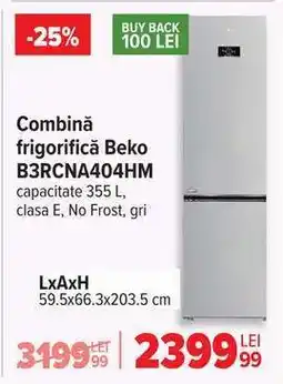 Carrefour Combină frigorifică Beko B3RCNA404HM Ofertă