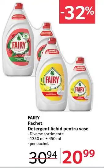 Selgros FAIRY Pachet Detergent lichid pentru vase Ofertă