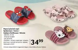 Selgros Papuci piscină copii Spiderman / Sonic / Gabby's Dollhouse / Minnie Ofertă