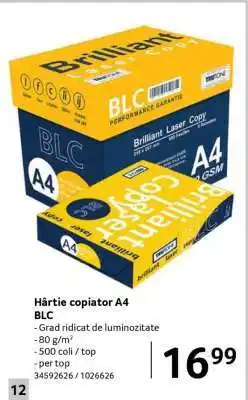 Selgros Hârtie copiator A4 BLC Ofertă