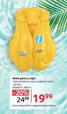 Selgros Vestă pentru copii Ofertă