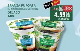 Diana Supermarket DELACO Brânză pufoasă cu smântână/cu verdeaţă Ofertă