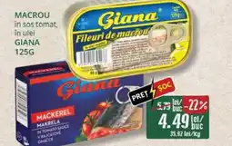 Diana Supermarket GIANA Macrou în sos tomat, în ulei Ofertă