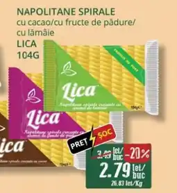 Diana Supermarket LICA Napolitane spirale cu cacao/cu fructe de pădure/ cu lămâie Ofertă