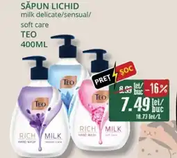 Diana Supermarket TEO Săpun lichid milk delicate/sensual/ soft care Ofertă